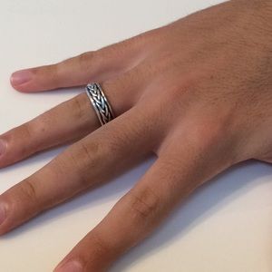 Men’s Sterling Silver Braid Spinner Ring Size 7.5
